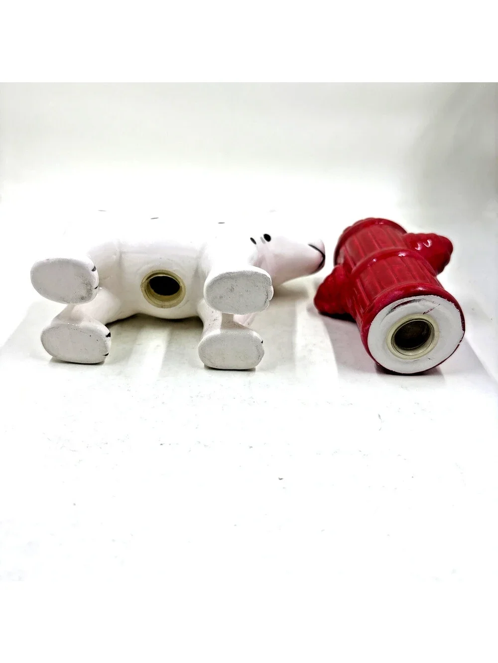 Ceramic Dalmatian dog and fire hydrant ceramic salt & pepper shaker set